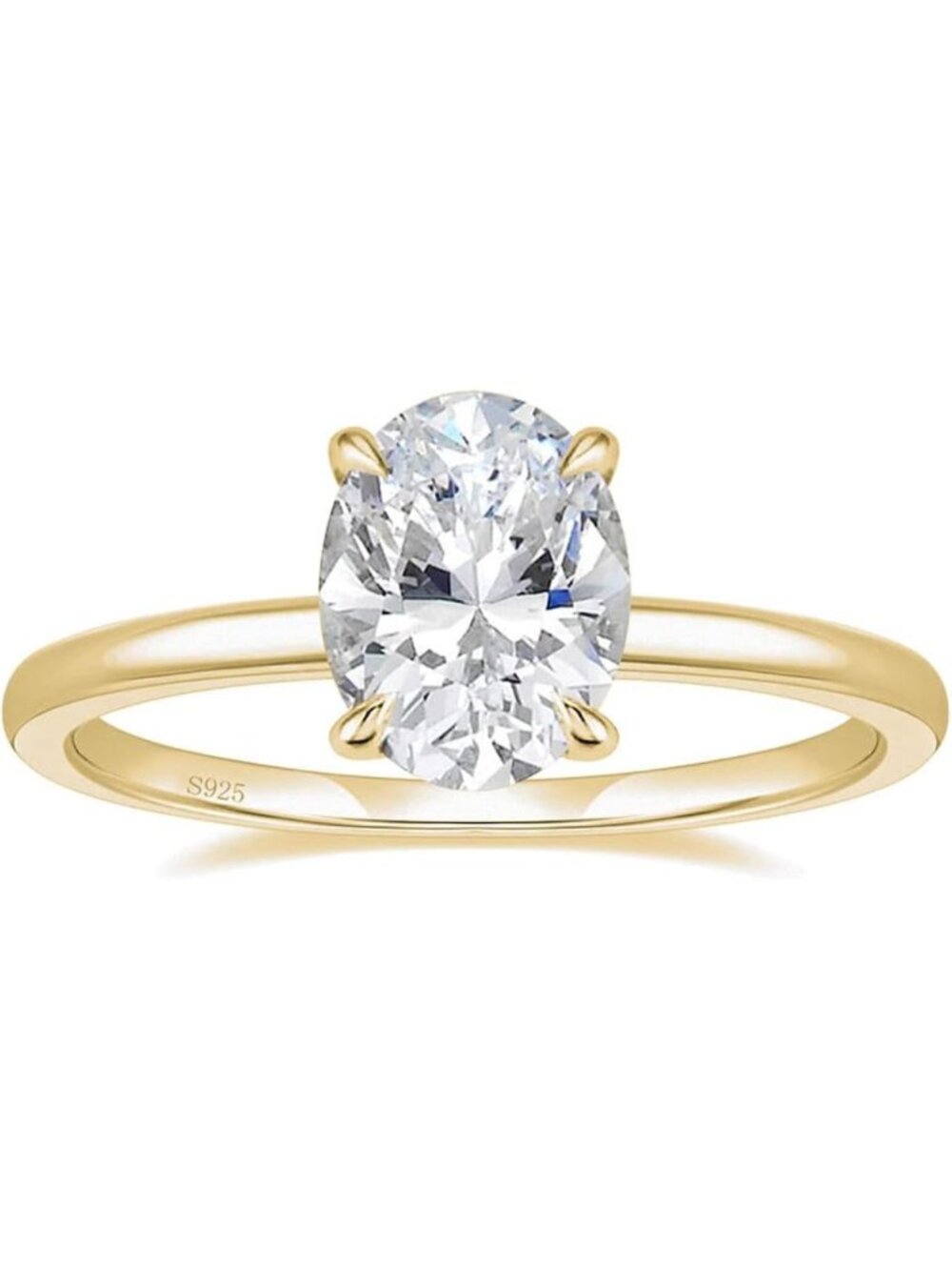 Elegant 925 Sterling Silver Oval Cut Engagement Ring for Women - Timeless Design